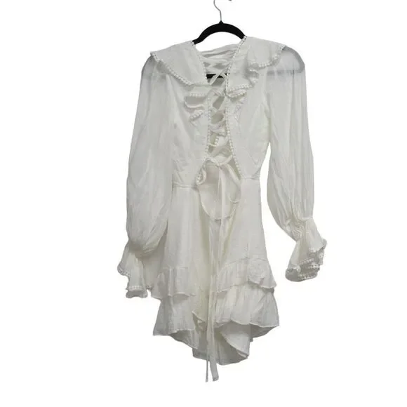 SAINTS + SECRETS FOR HELLO MOLLY WANT TO WARN YOU DRESS WHITE SMALL - Picture 4 of 5